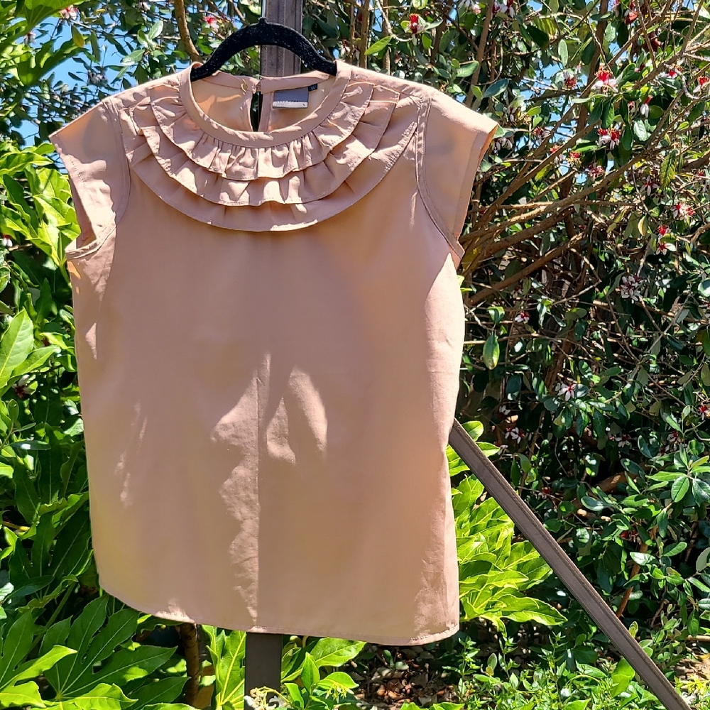 Vero Moda Tan Cap Sleeve Ruffled Blouse